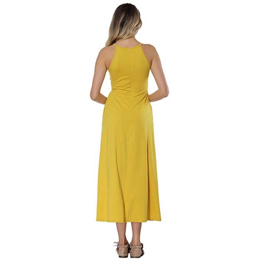 Natural Beauty Golden Yellow Maxi Dress w Pockets - Picture 4 of 6
